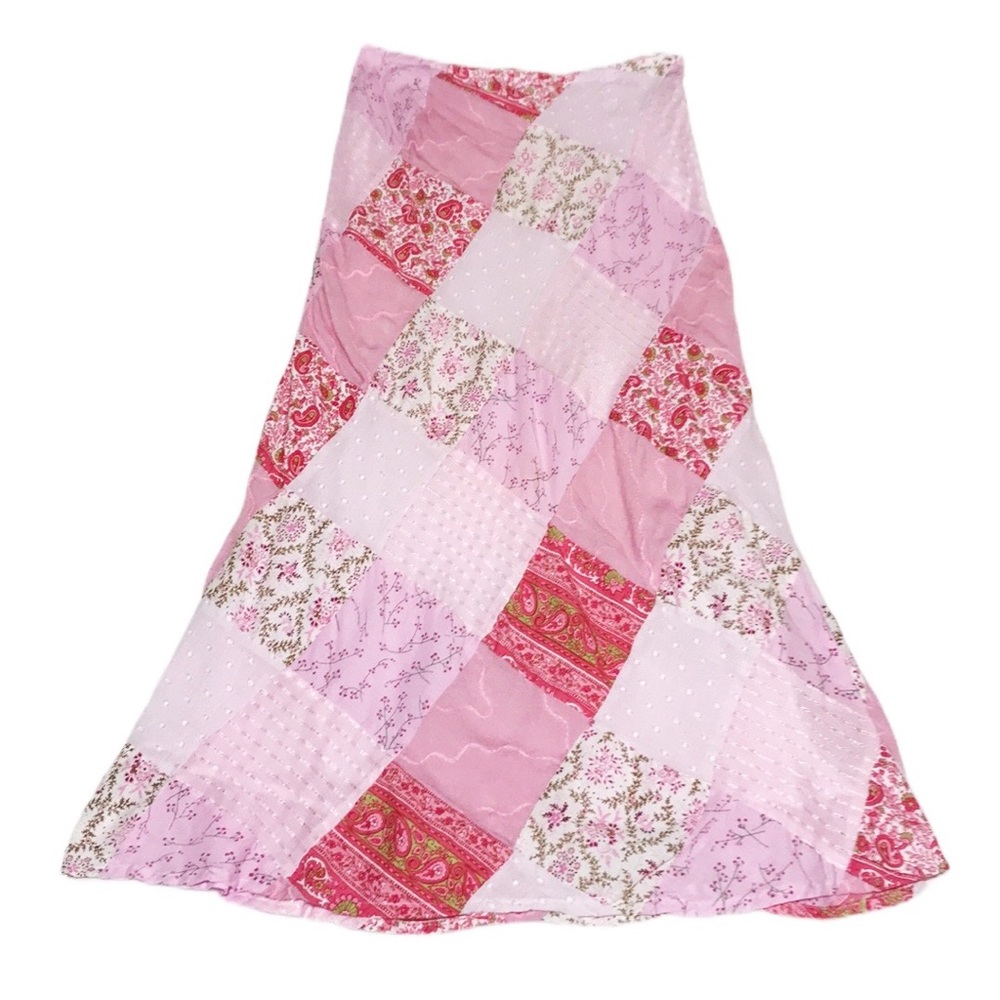 Boston Proper Pink Patchwork Maxi Cotton Skirt 8